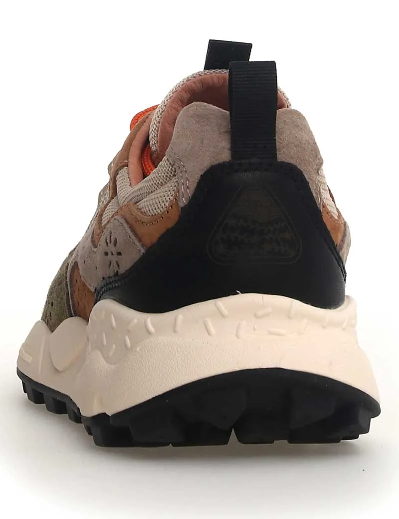 Flower Mountain Yamano 3 Suede Knitted Mesh Trainers Sand Military