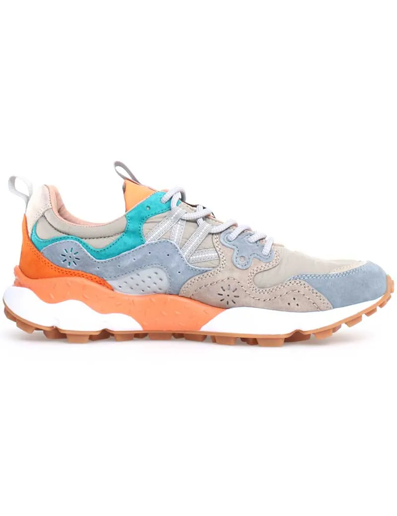 Flower Mountain Yamano 3 Suede Nylon Trainers Taupe Light Azure