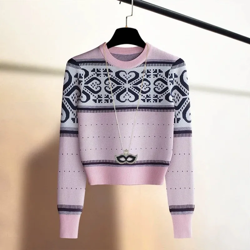 French-style small fragrance, foreign style, high-end pullover sweater, slimming, high-waisted, chic, warm top, knitted sweater 