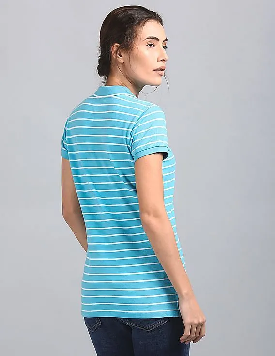 GAP Women Blue Striper Polo