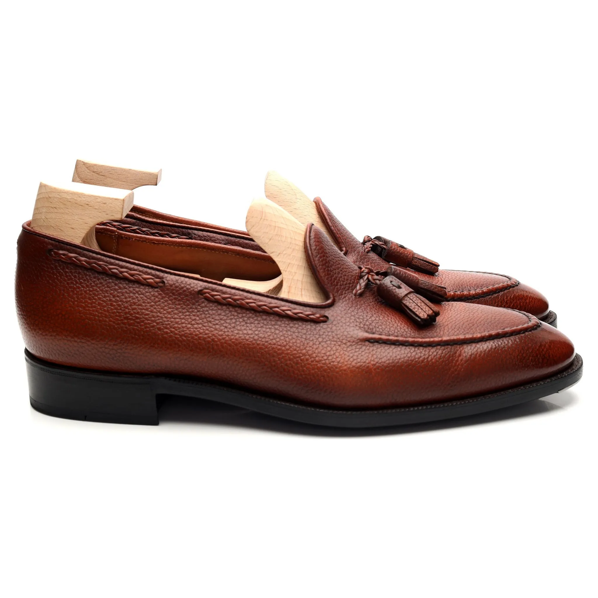 'Gillespie' Tan Brown Leather Tassel Loafers UK 8.5