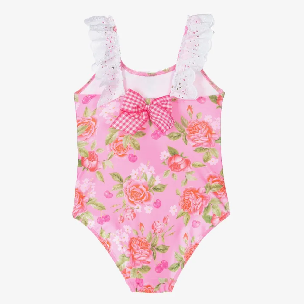 Girls Pink Floral Swimsuit