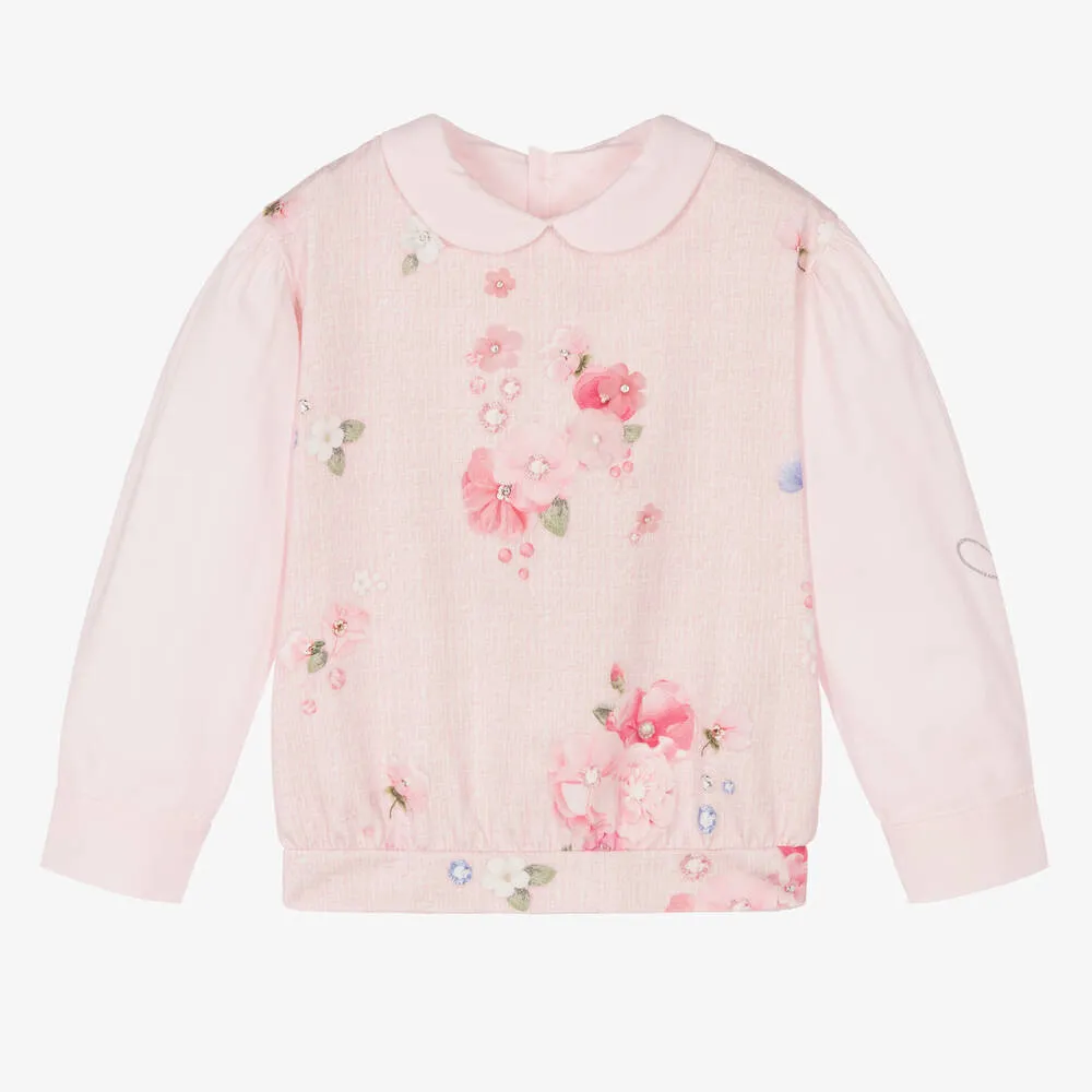 Girls Pink Floral Top