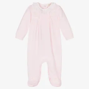 Girls Pink Velour Babygrow