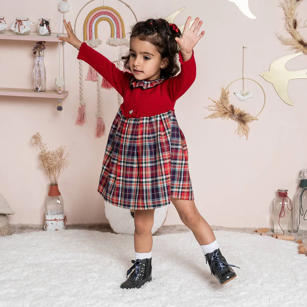 Girls Red Tartan Dress