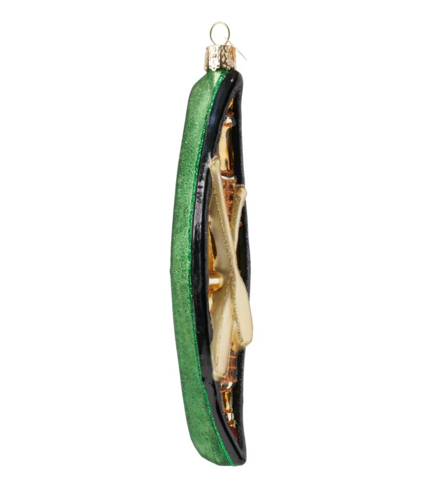 Glass Green Canoe Ornament