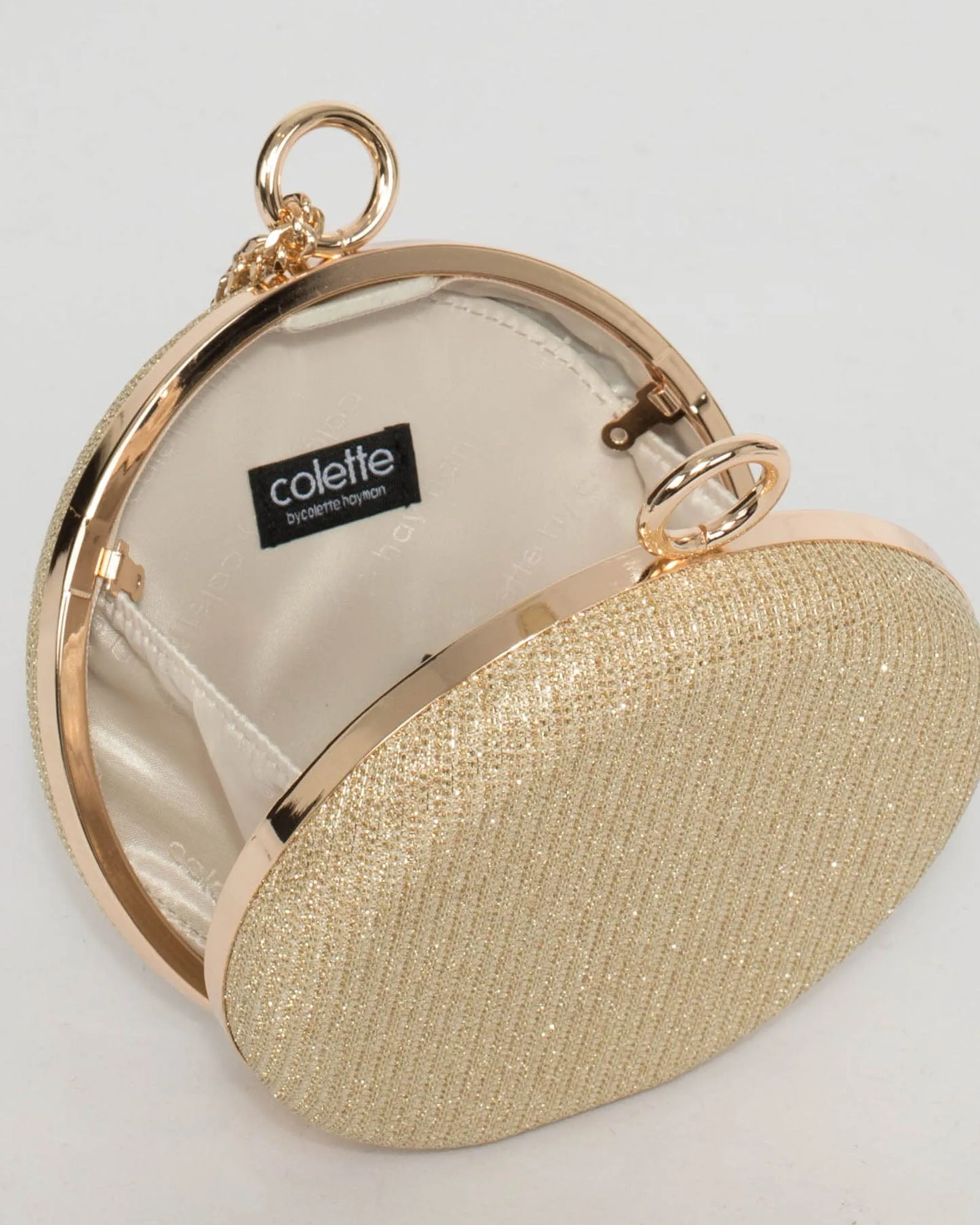 Gold Yuki Round Clutch Bag