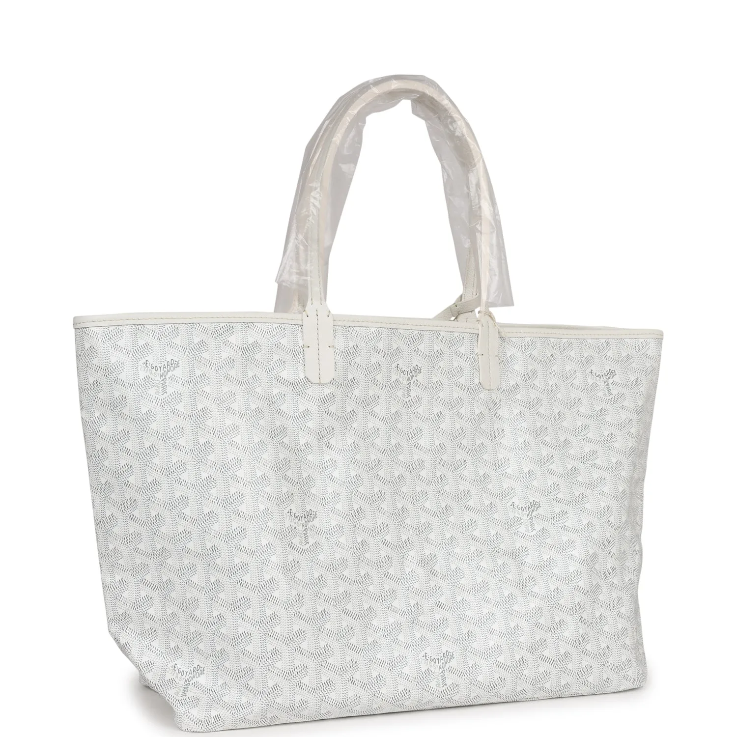 Goyard Goyardine White St. Louis PM Tote Bag Palladium Hardware