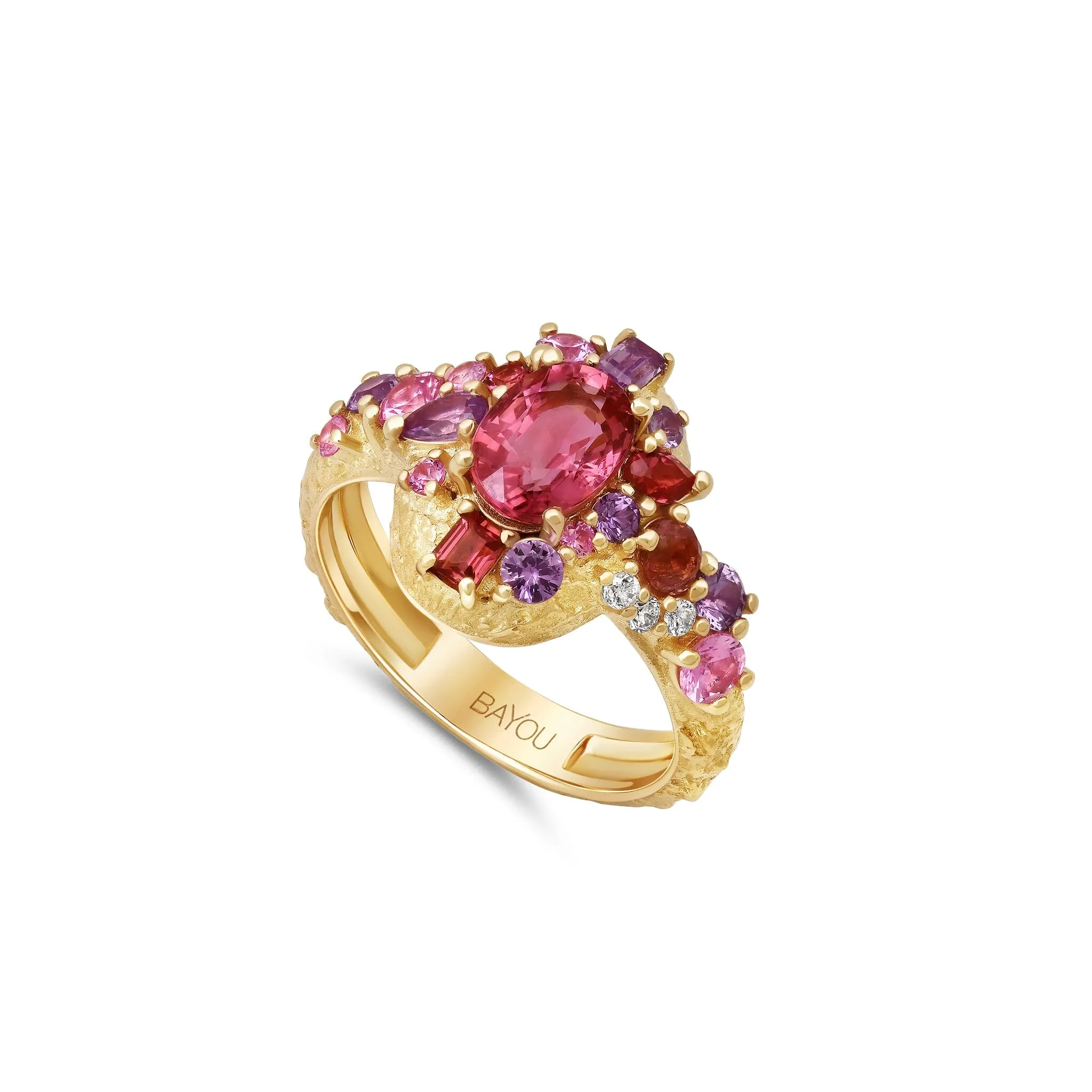 Gradient Pink Tourmaline + Sapphire Ring