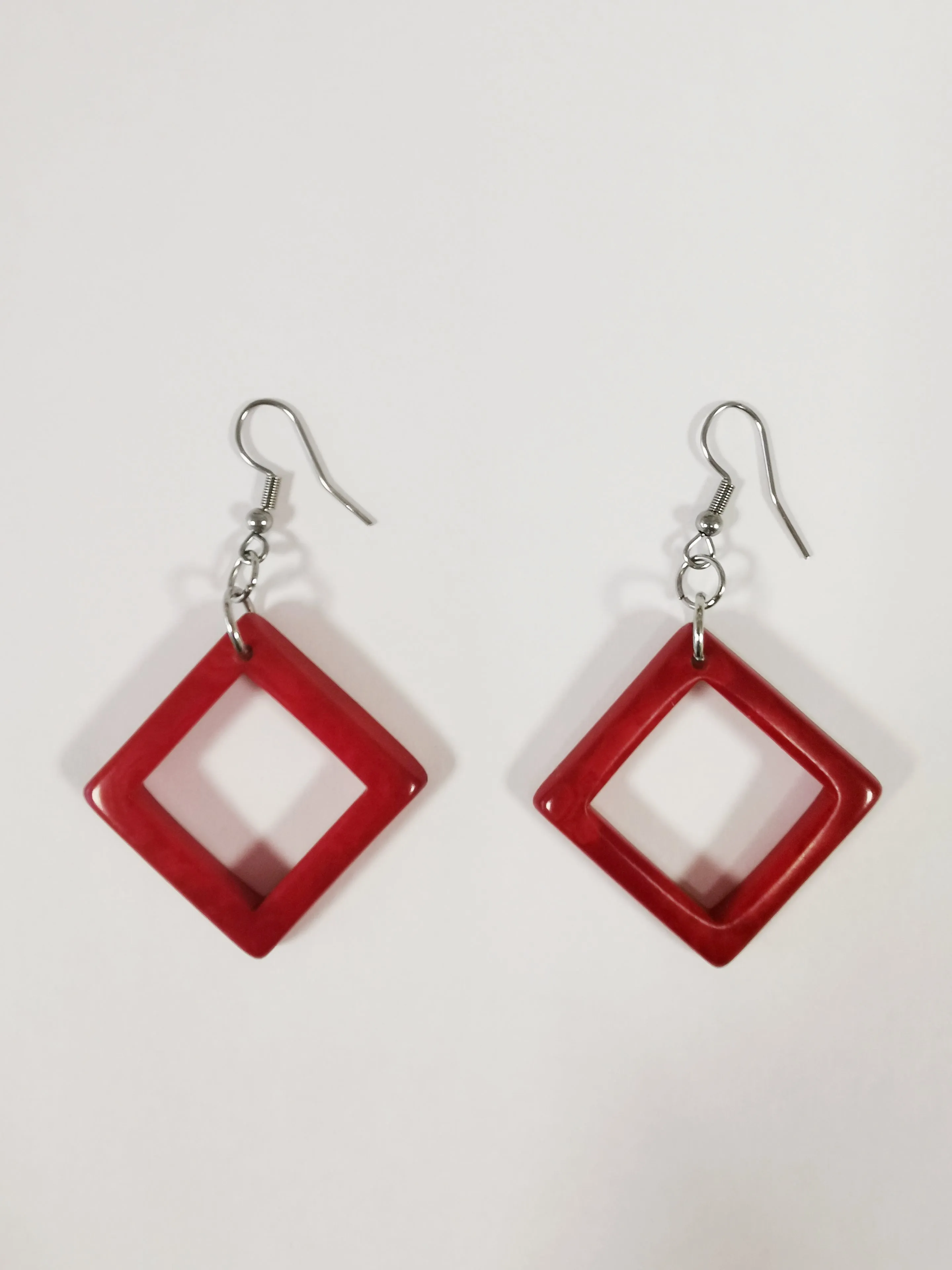 Green Age Romboret Red Tagua Earrings