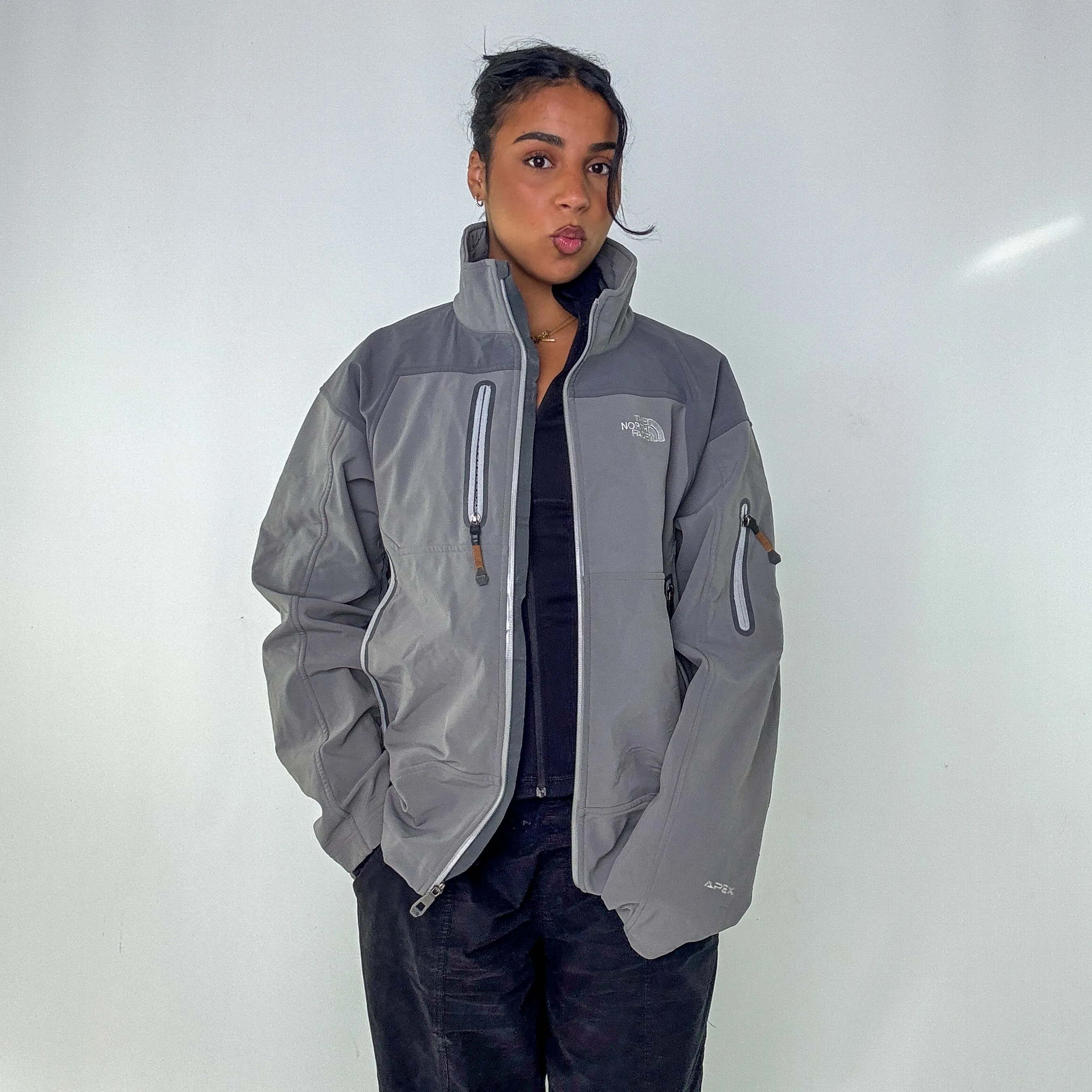 Grey y2ks The North Face Rain Jacket (XL)