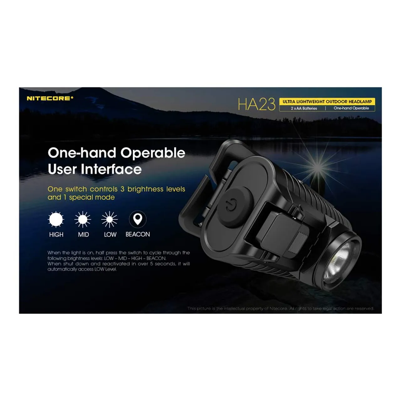 HA23 Ultralight Headlamp 250 Lumens