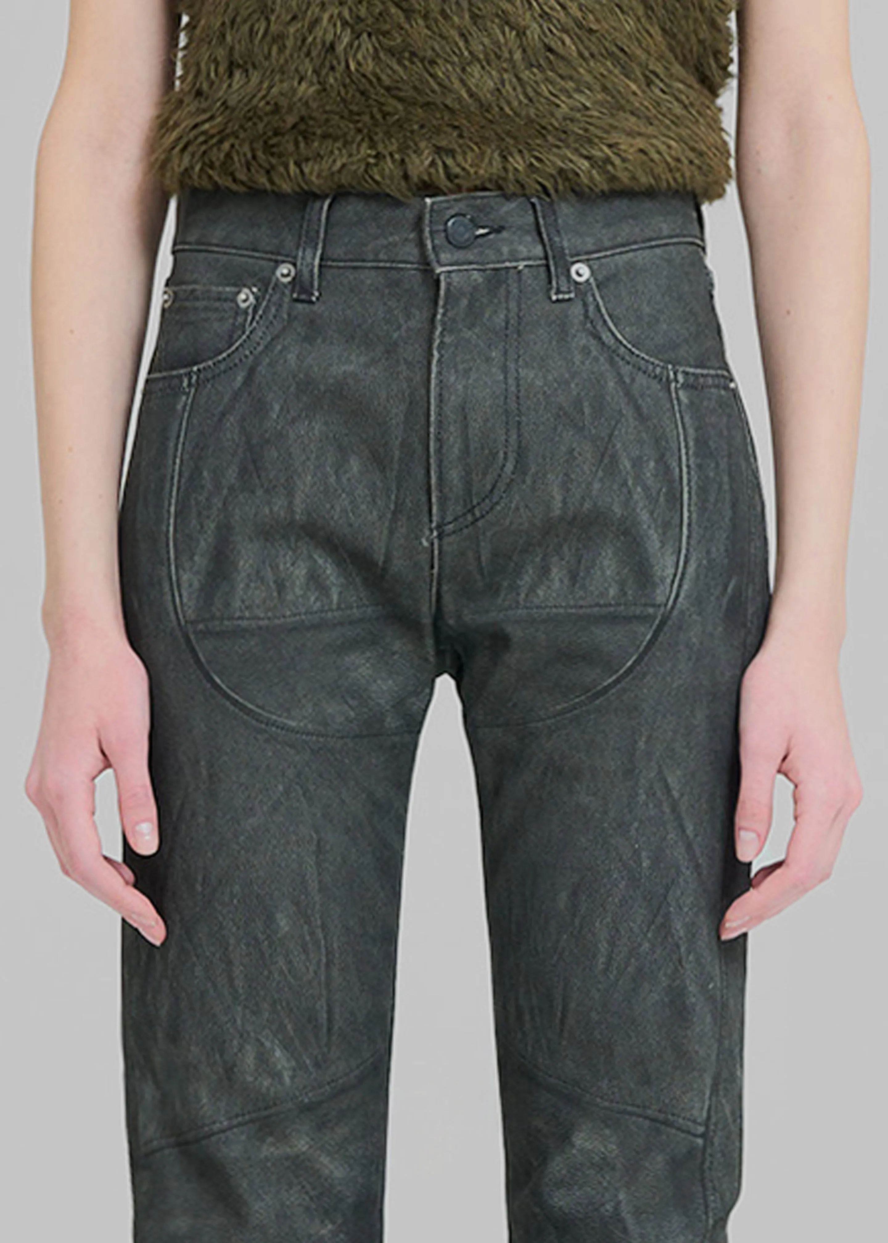 Haikure Flora Leather Print Flared Jeans - Black