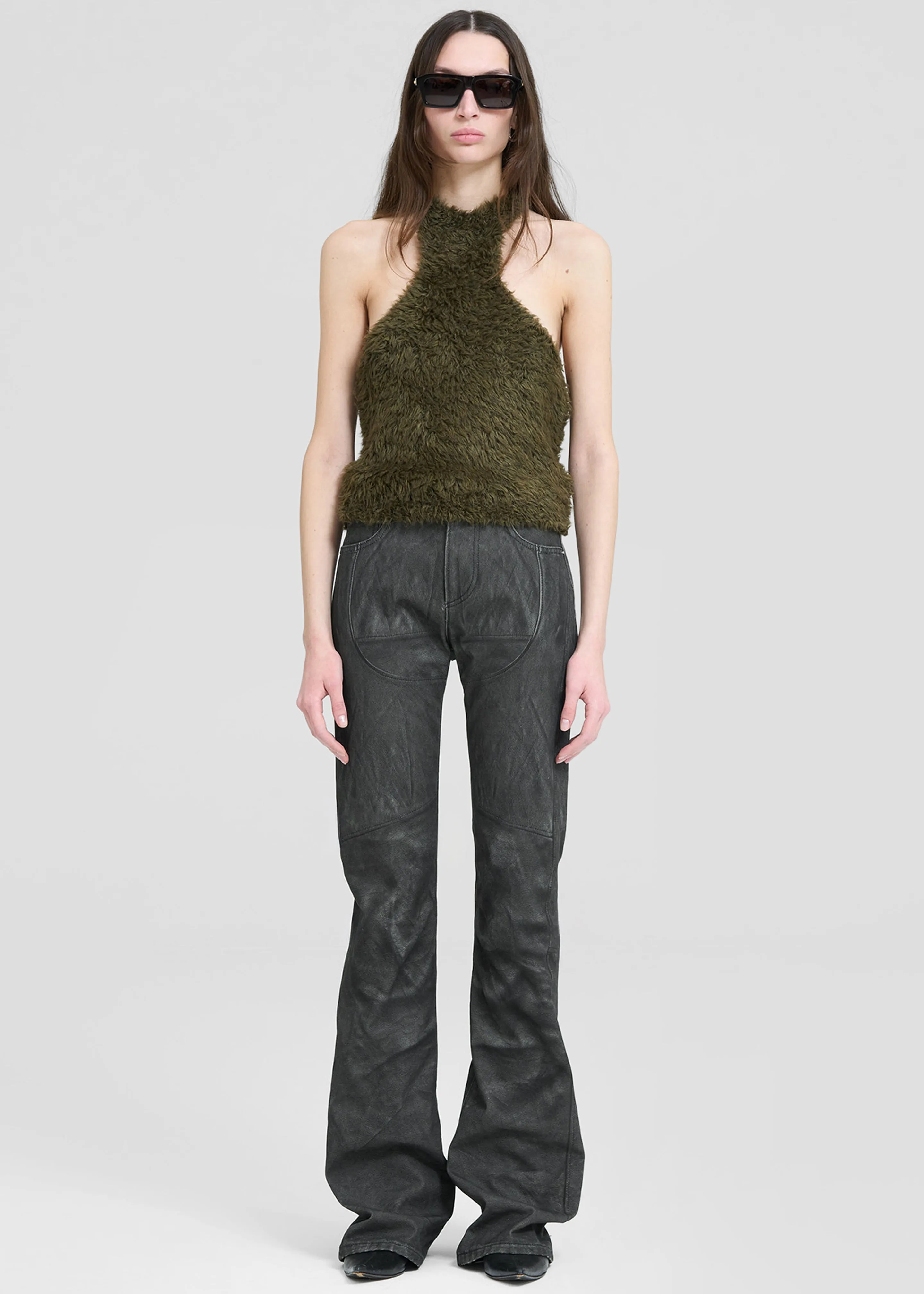 Haikure Flora Leather Print Flared Jeans - Black