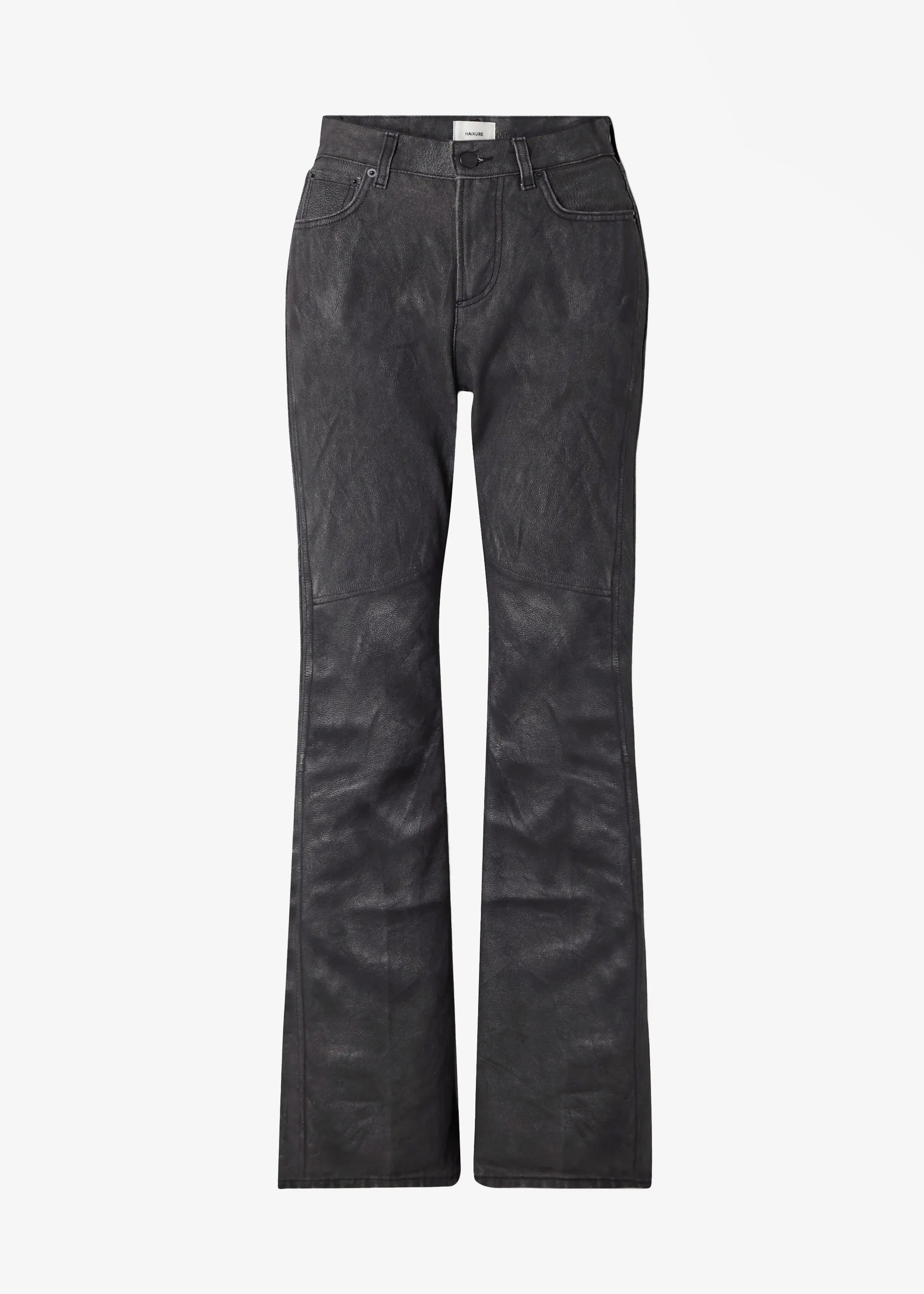 Haikure Flora Leather Print Flared Jeans - Black