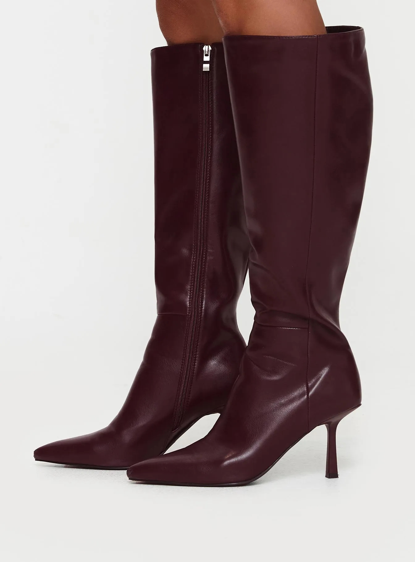 Harrie Knee High Boots Burgundy