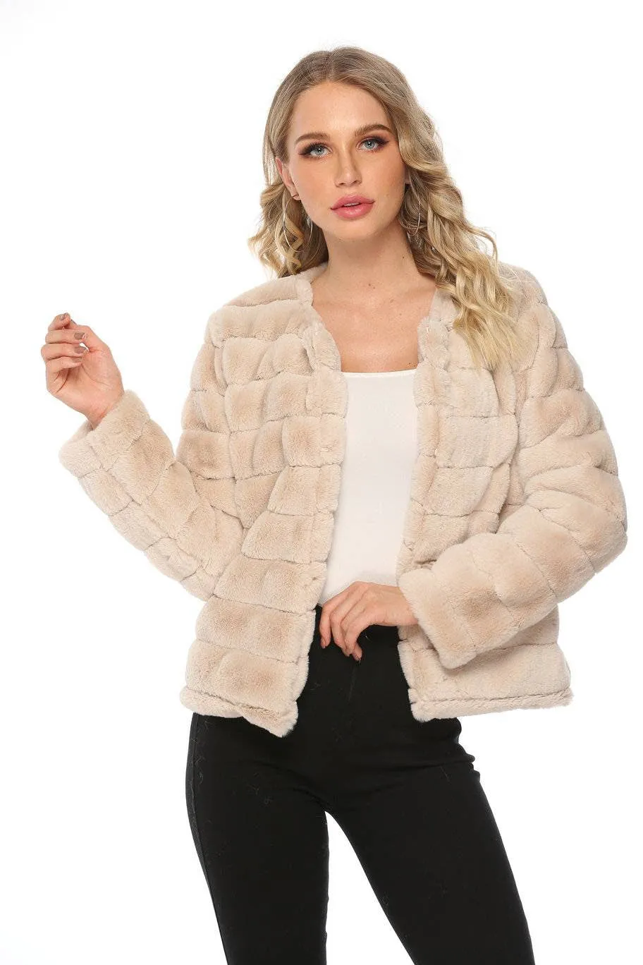 Harrison Faux Fur Jacket Beige