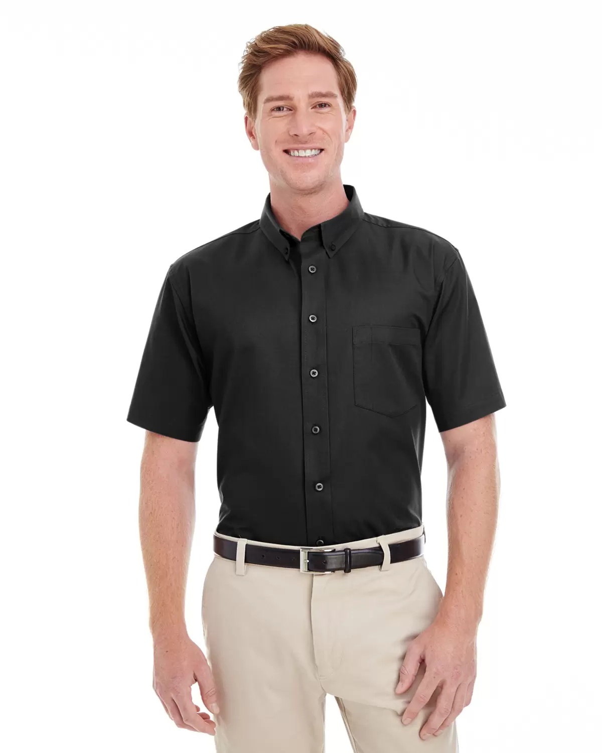 Harriton M582 Men's Foundation 100% Cotton Short-Sleeve Twill Shirt with Teflon™ SKU: M582