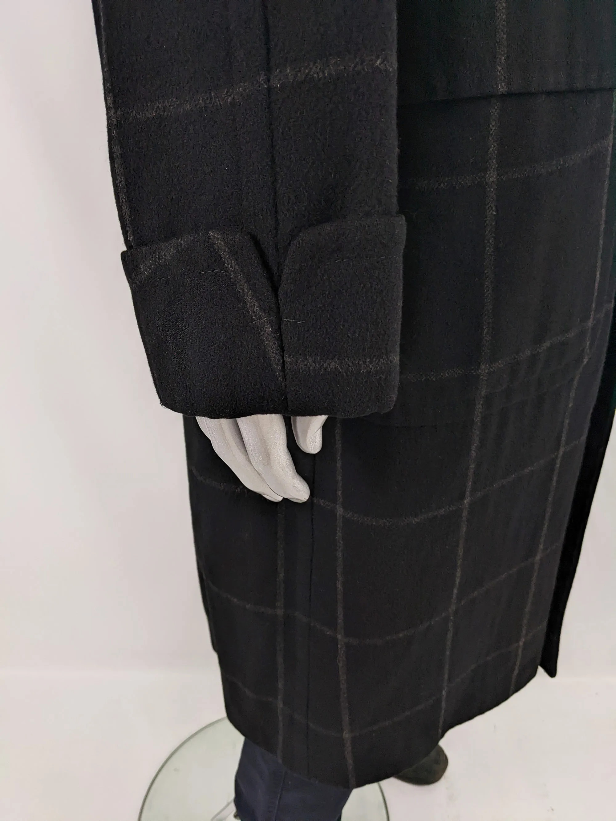 Harrods Vintage Italian Virgin Wool Checked Overcoat, 1980s