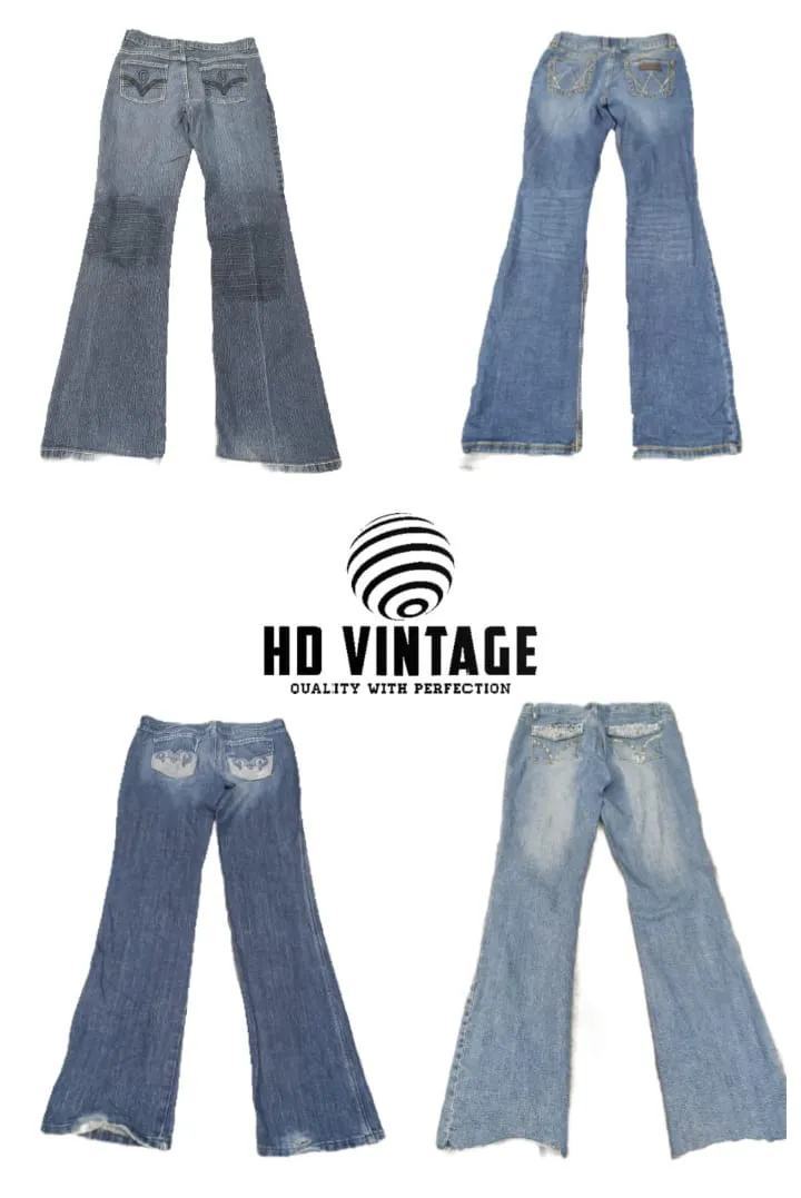 HD397 Ladies Y2K Flared Jeans - 15 pcs