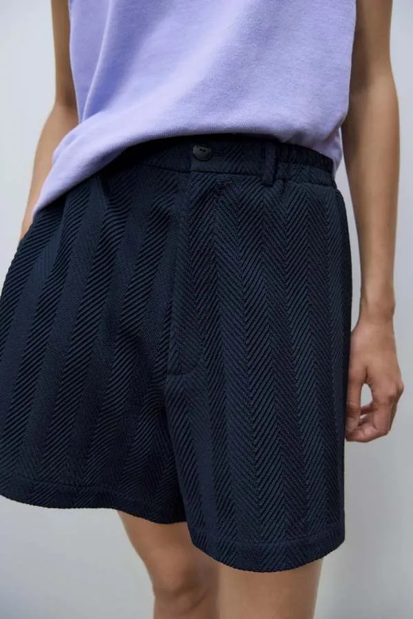 Herringbone Shorts - Navy