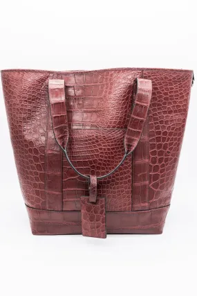 HL James Alligator Large Tote Bag Deep Red