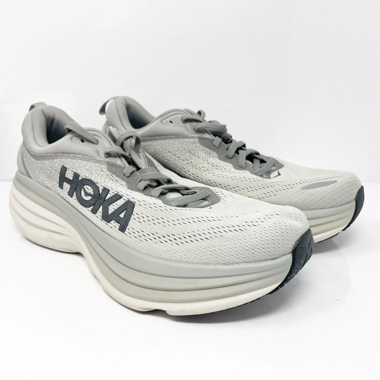 Hoka One One Mens Bondi 8 1123202 SHMS Gray Running Shoes Sneakers Size 10.5 D