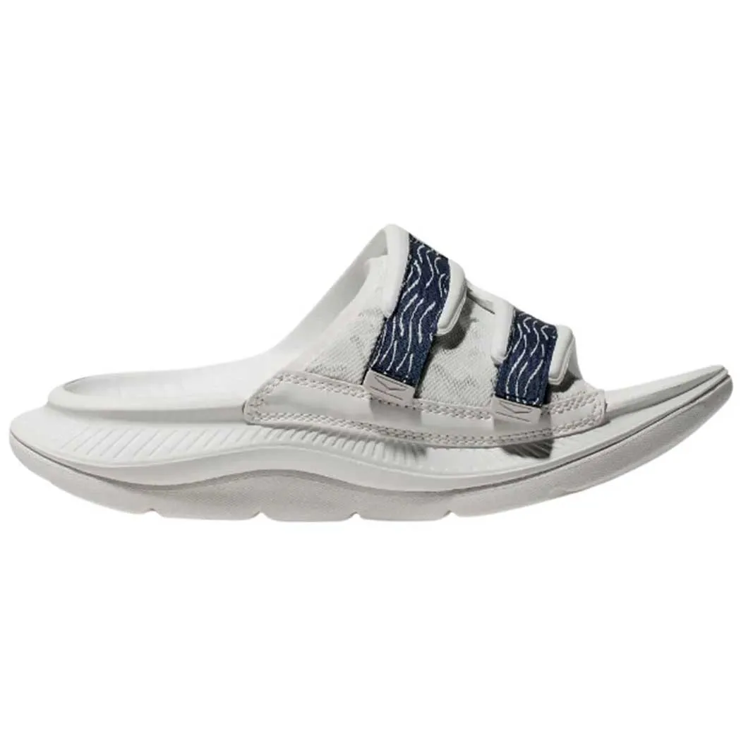 Hoka Ora Luxe Recovery Slide White/ Bellwether Blue (Unisex)
