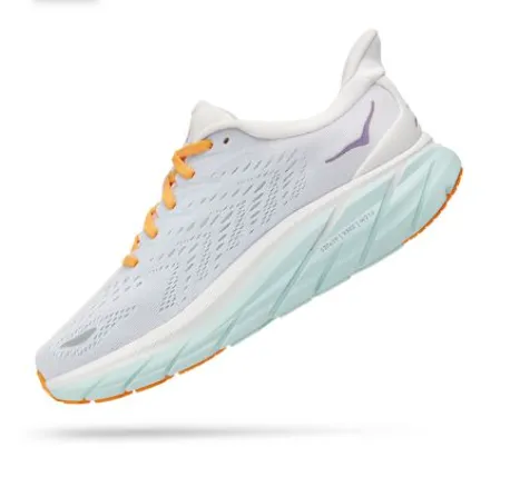 Hoka Womens Clifton 8 Running Shoe- Blanc De Blanc/White