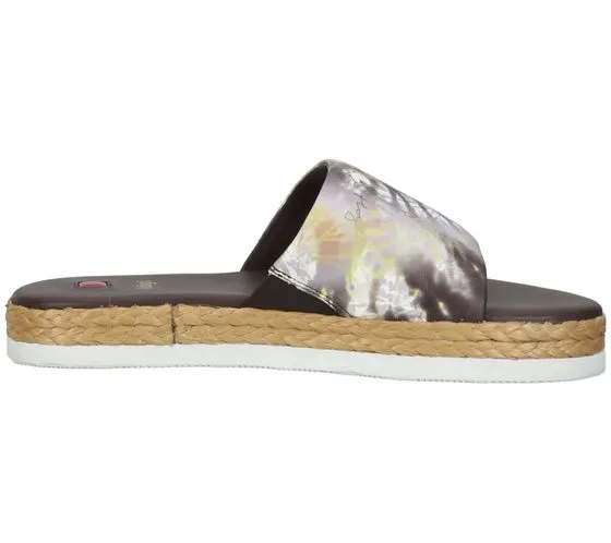 högl mules de plage pour femmes avec imprimé batik chaussures d'été 3-10 0738 en marron ou rose