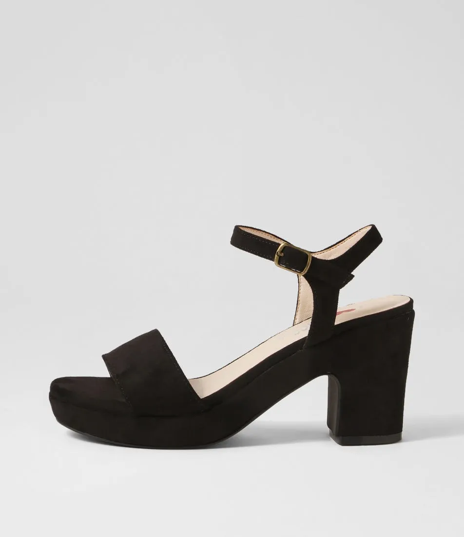 I LOVE BILLY Kementari Black Microsuede Sandals