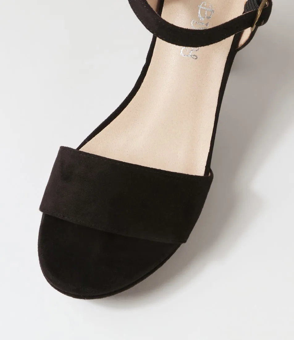 I LOVE BILLY Kementari Black Microsuede Sandals