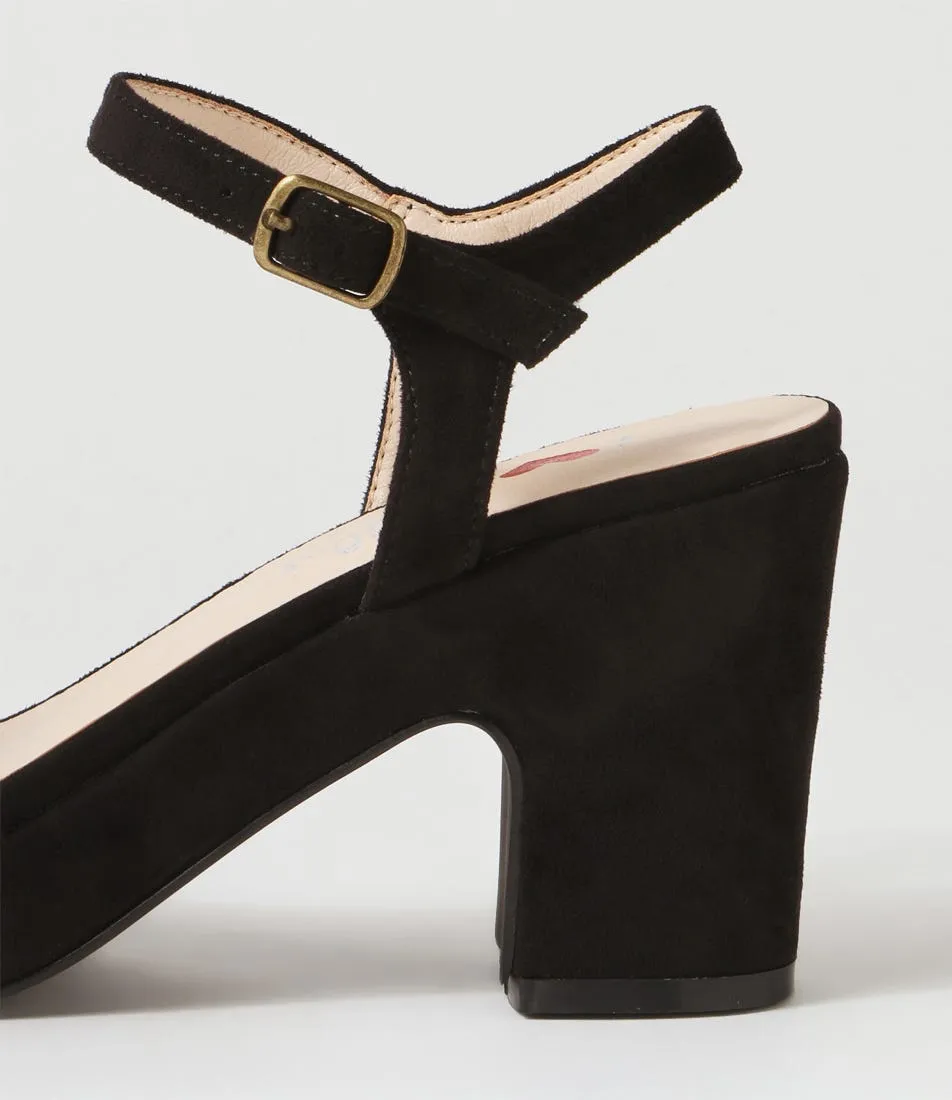 I LOVE BILLY Kementari Black Microsuede Sandals