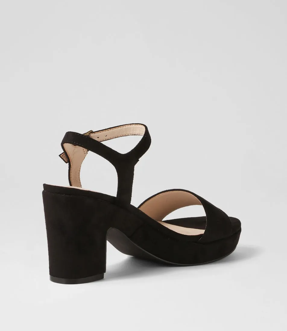 I LOVE BILLY Kementari Black Microsuede Sandals