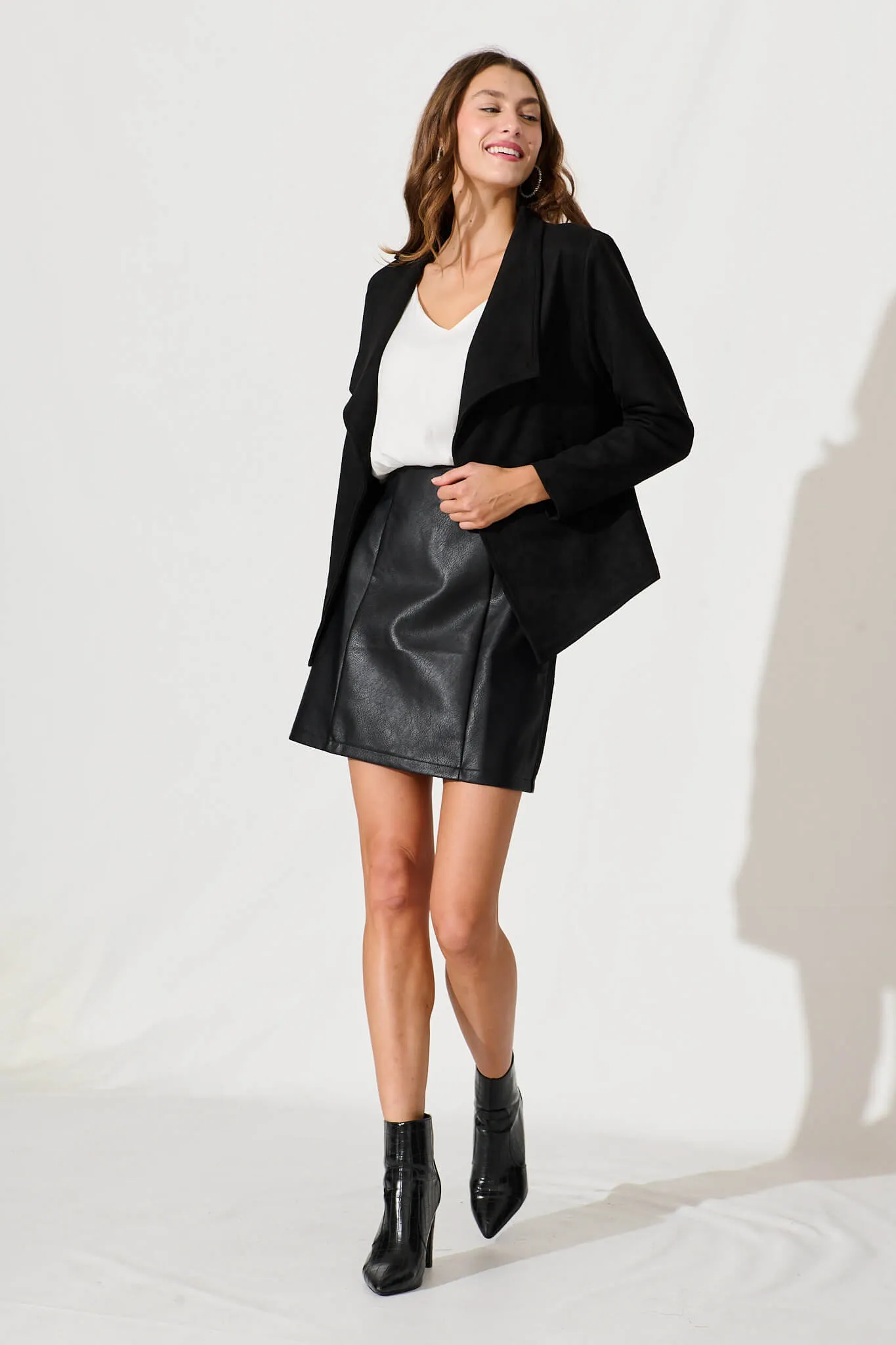 Inspired Jacket In Black Suedette