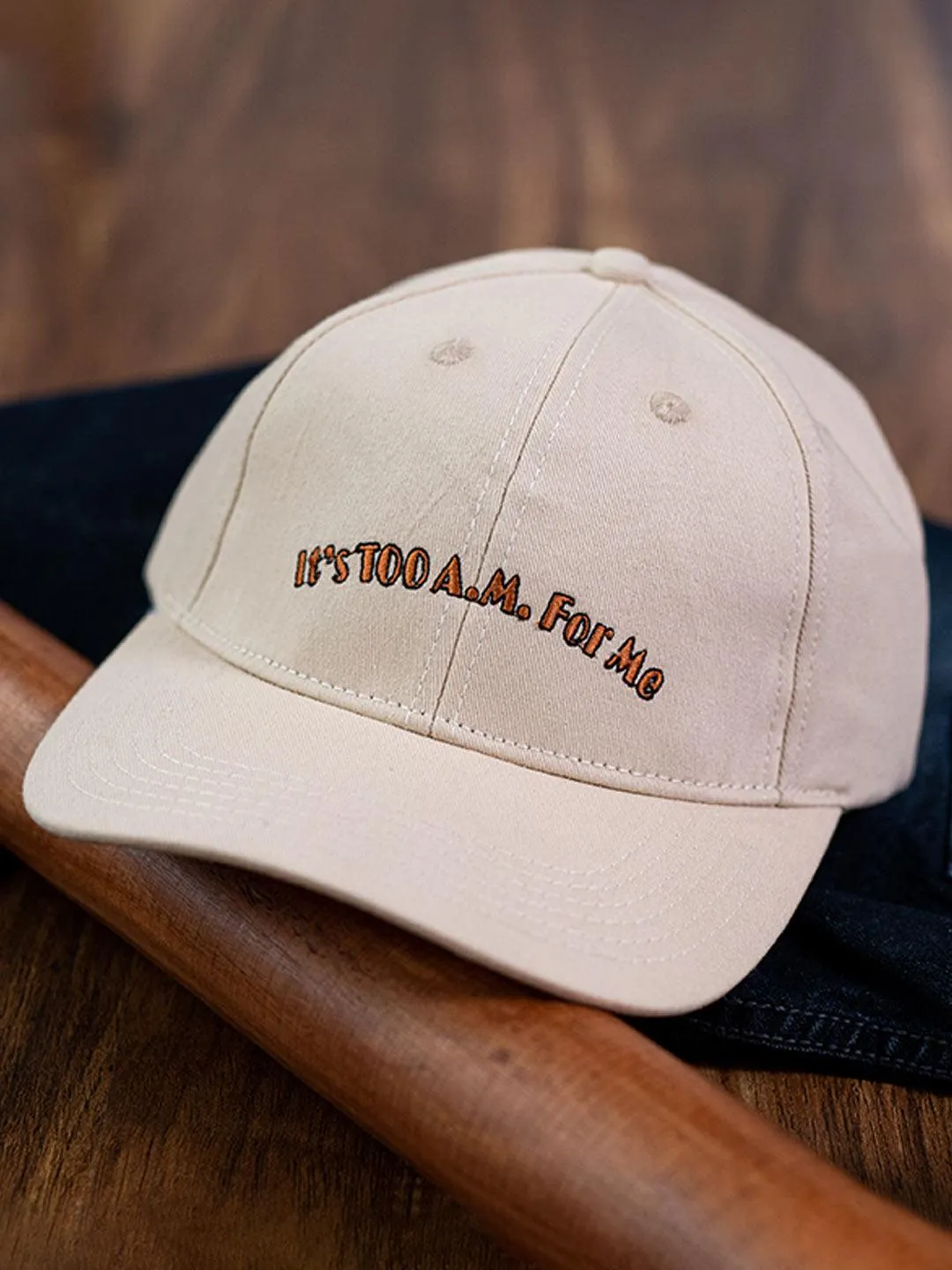 It'S Too A.M. For Me Embroidered Off-White Free Size Unisex Baseball Caps