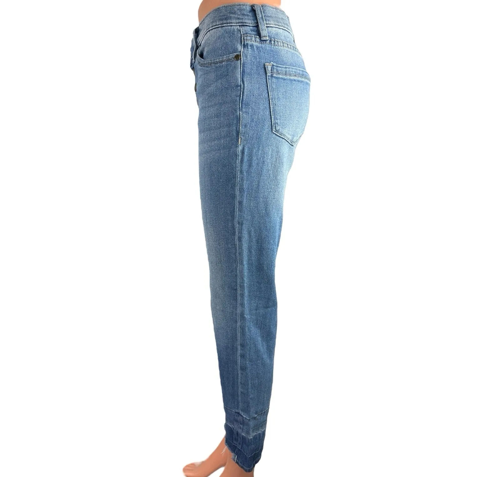 Karl Lagerfeld Blue Medium Wash Button Fly Straight aCropped Denim Jeans Size 2