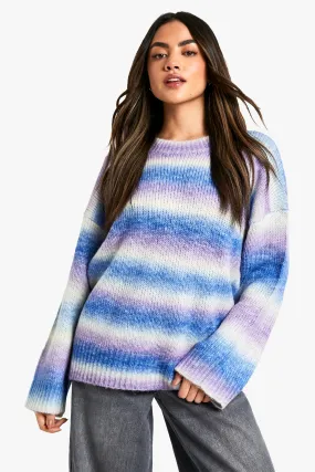 Knitted Stripe Crew Neck Sweater