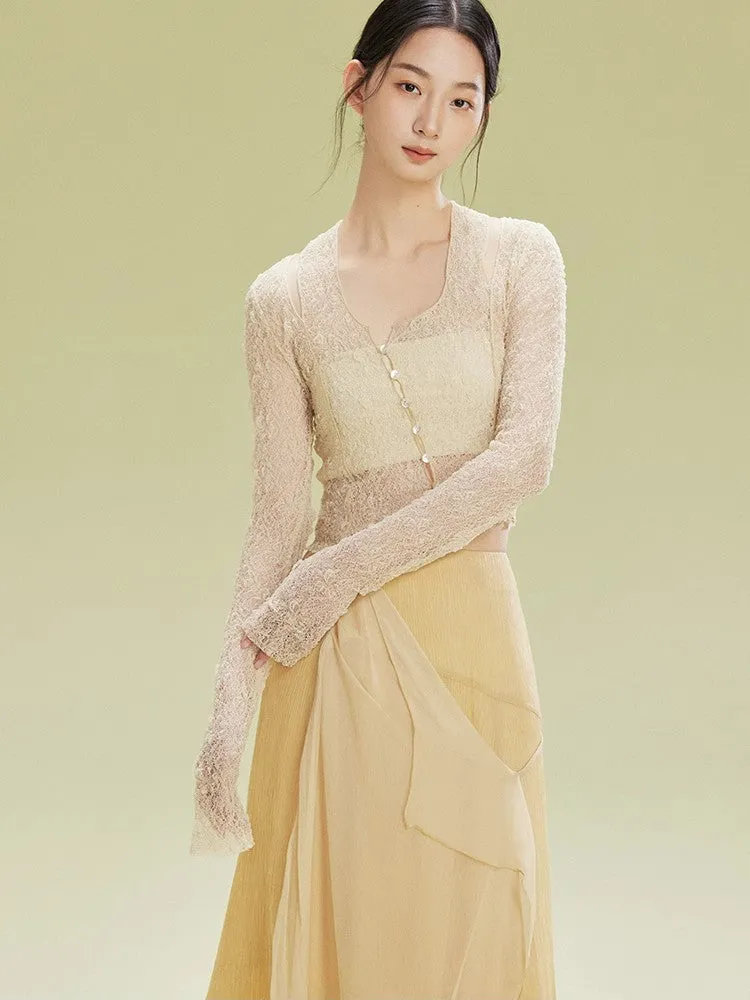 Lace Thin Mesh Sheer Elegant Bolero Cardigan