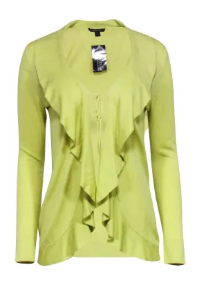 Lafayette 148 - Chartreuse Ruffle Collar Cardigan Sz S