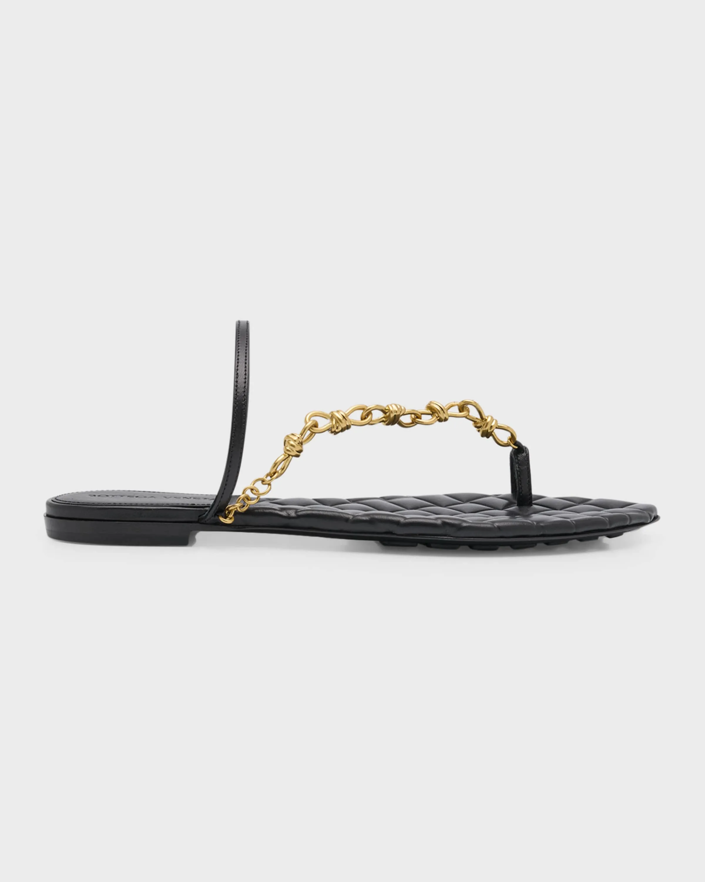 Leather Chain Toe-Ring Flat Sandals