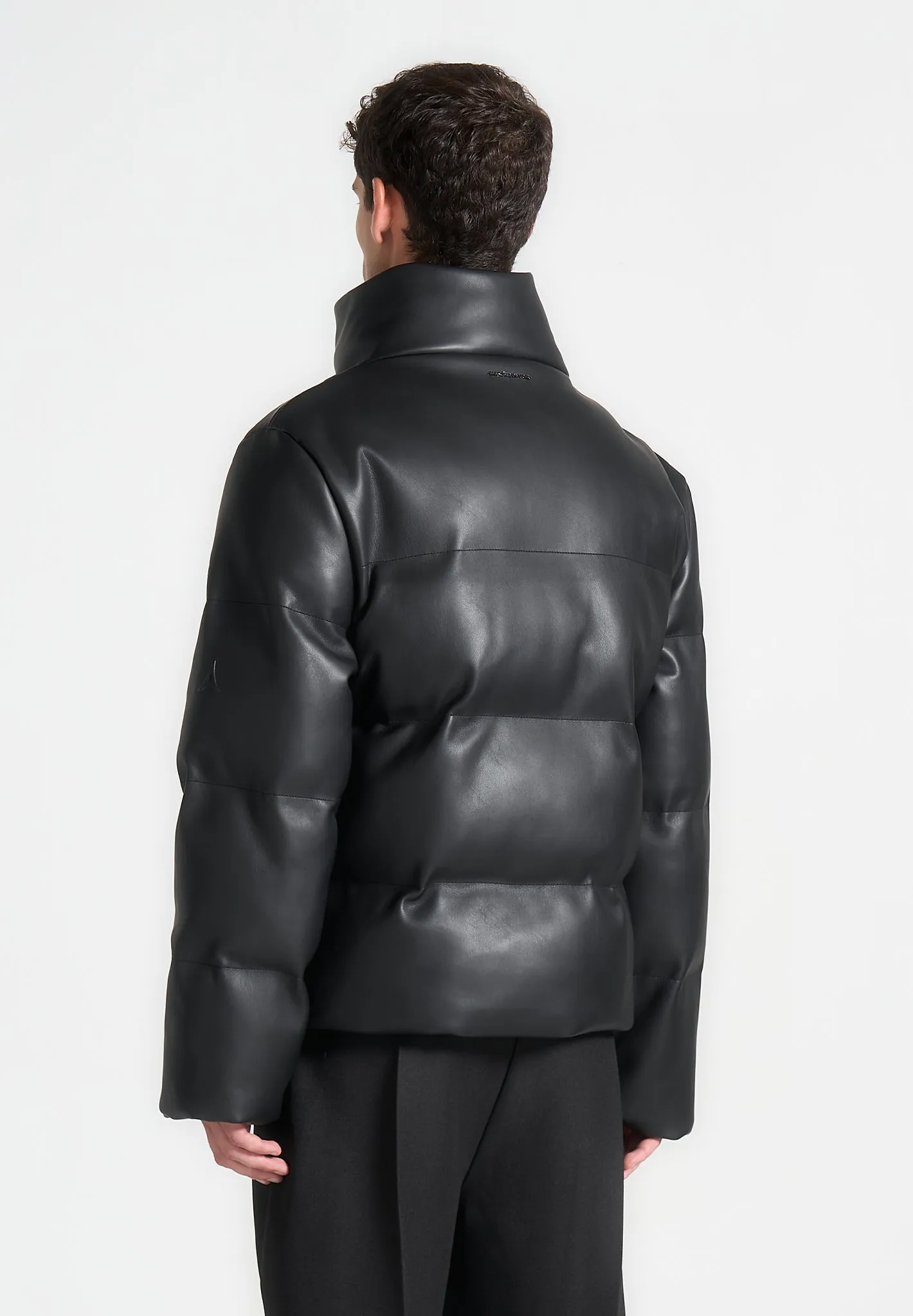 Leather Puffer Jacket - Black