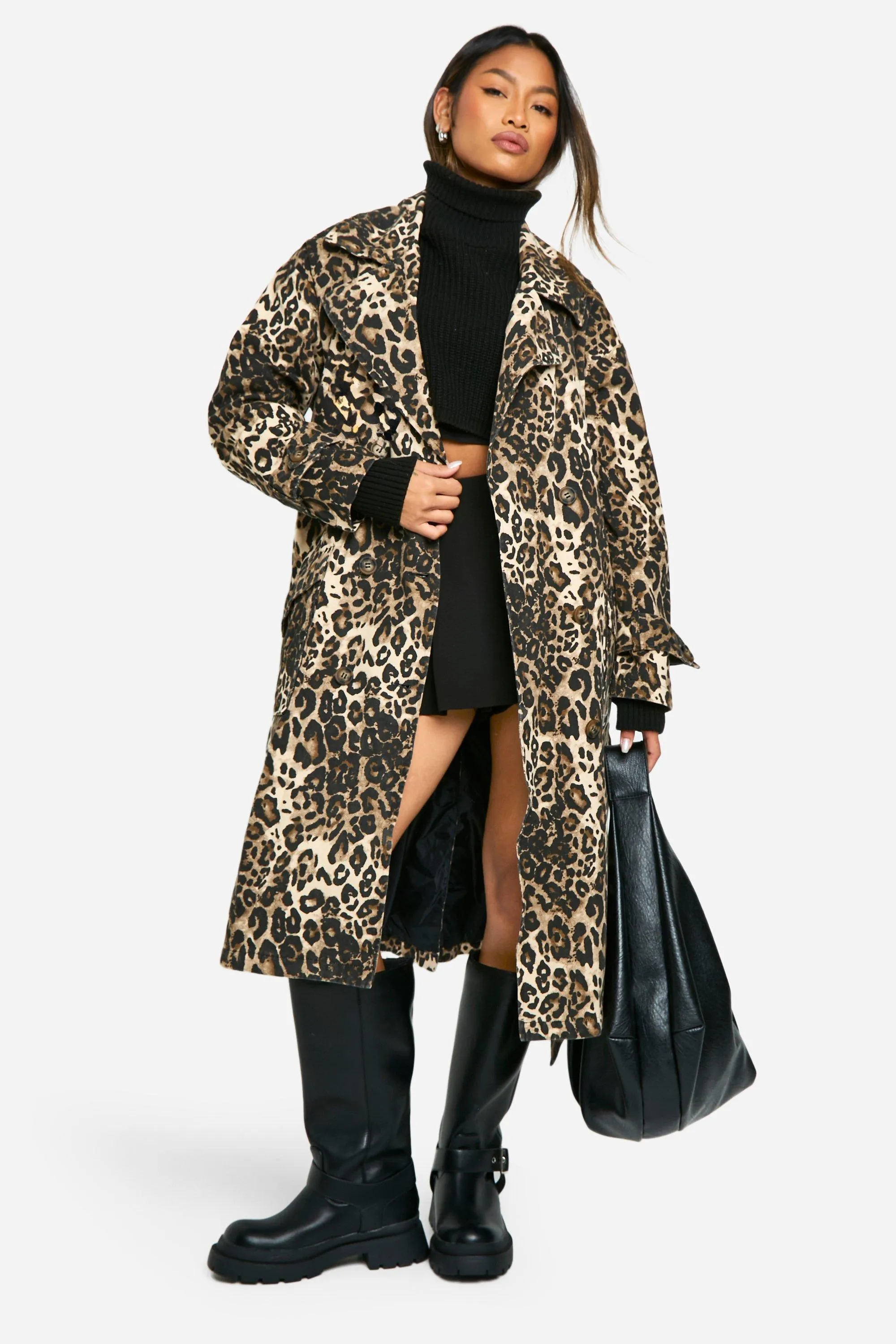 Leopard Print Trench Coat