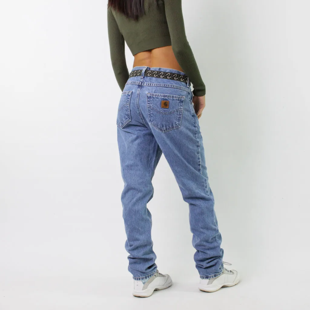 Light Blue Denim 90s Carhartt Cargo Skater Trousers Pants Jeans (31x34)