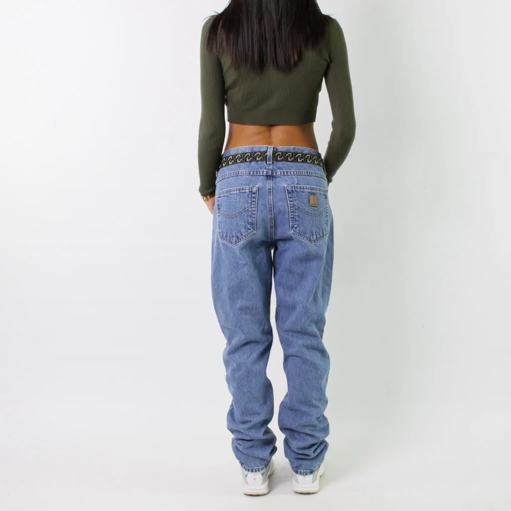 Light Blue Denim 90s Carhartt Cargo Skater Trousers Pants Jeans (31x34)