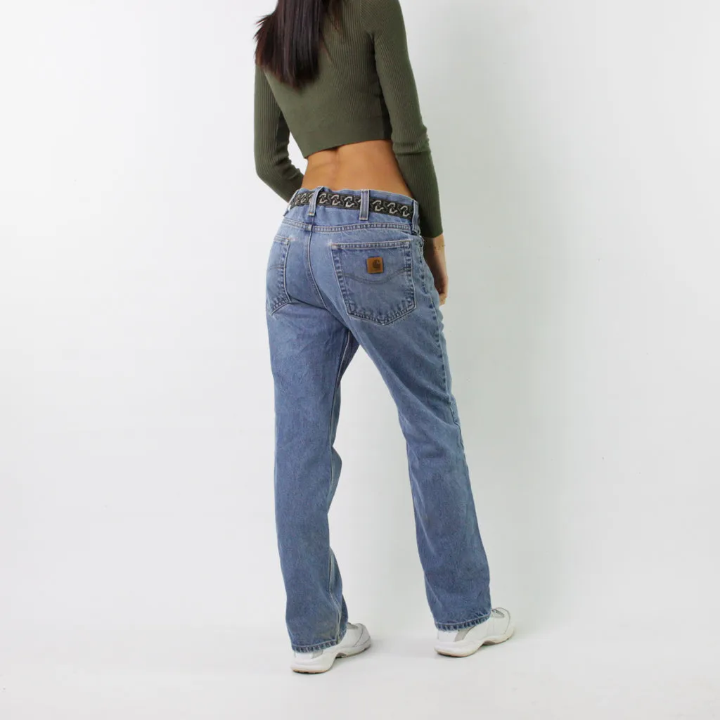 Light Blue Denim 90s Carhartt Cargo Skater Trousers Pants Jeans (32x30)