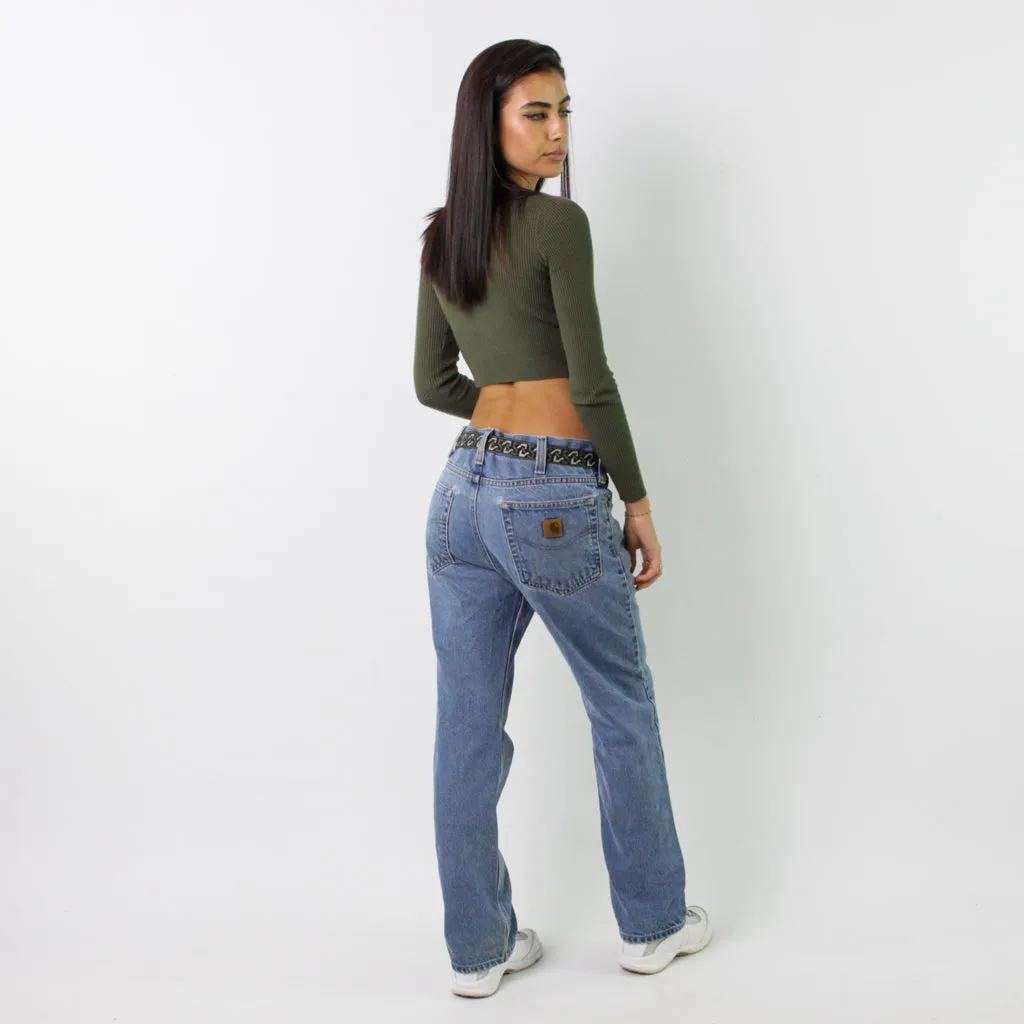 Light Blue Denim 90s Carhartt Cargo Skater Trousers Pants Jeans (32x30)