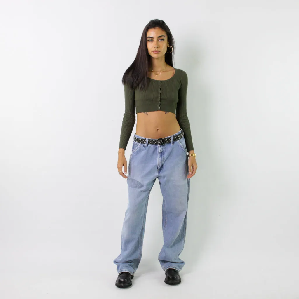 Light Blue Denim 90s Carhartt Cargo Skater Trousers Pants Jeans (32x33)