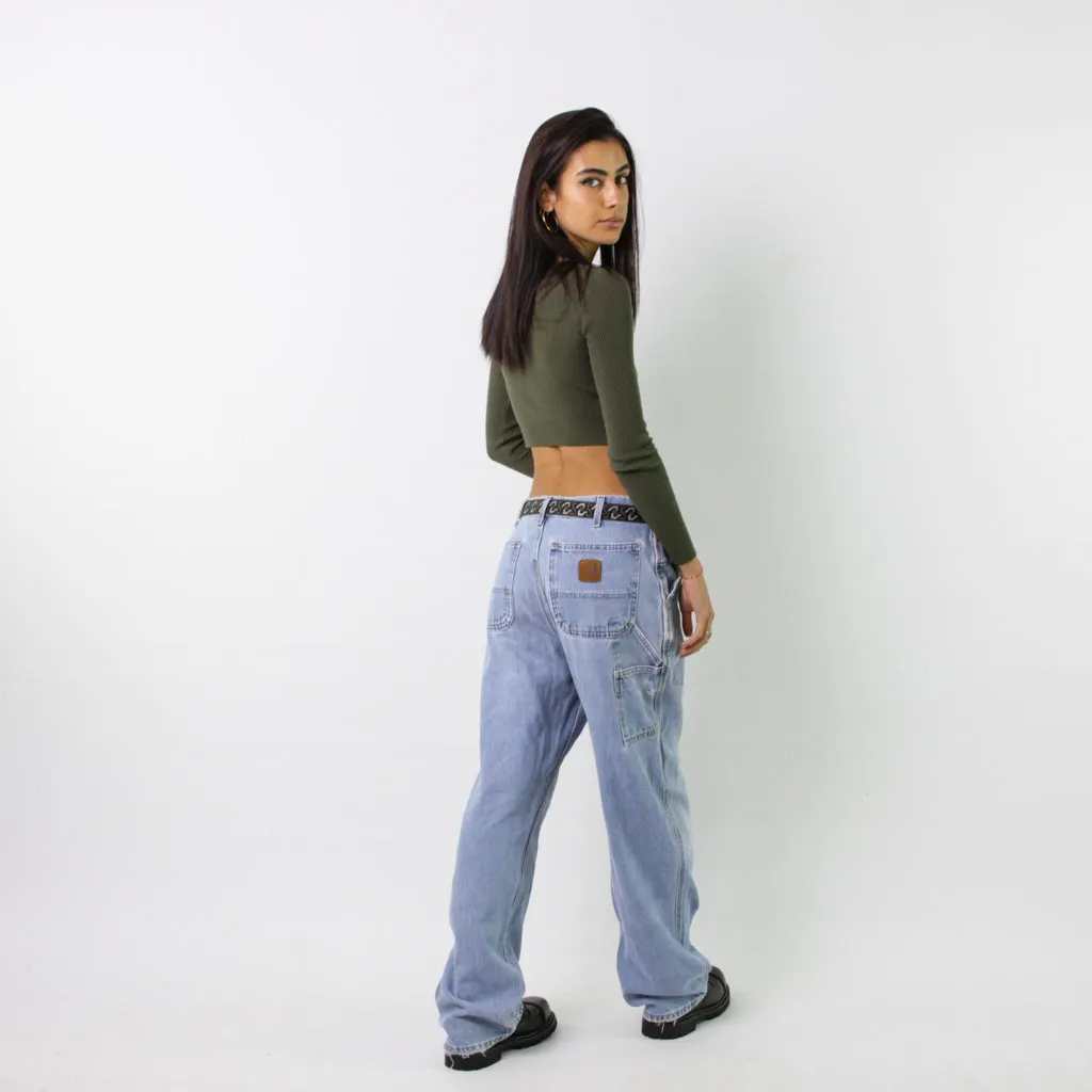 Light Blue Denim 90s Carhartt Cargo Skater Trousers Pants Jeans (32x33)