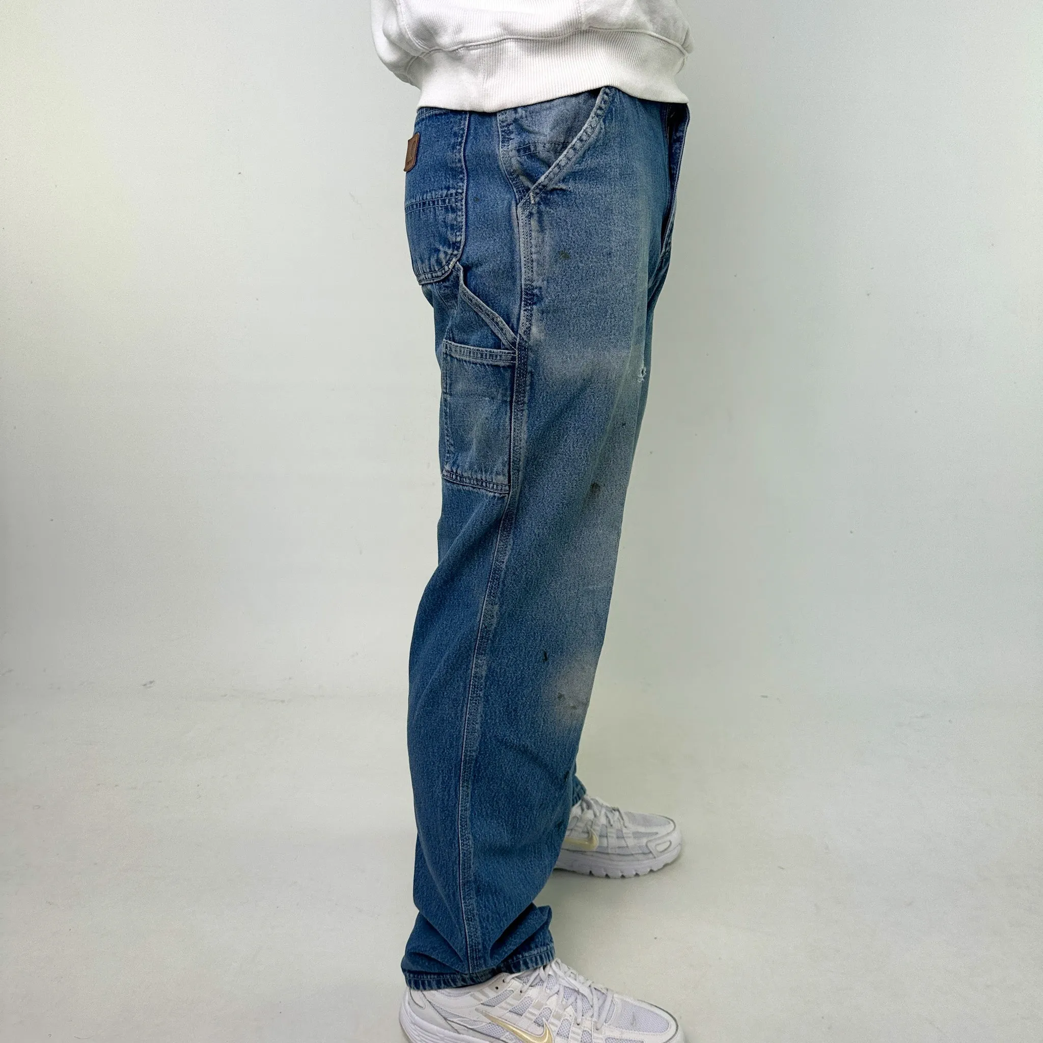 Light Blue Denim 90s Carhartt Cargo Skater Trousers Pants Jeans (32x34)